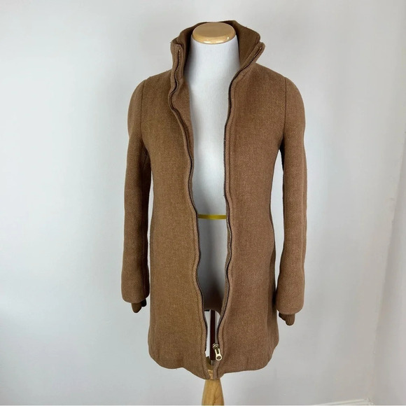 J. Crew Lodge Italian Wool Stadium Pea Coat Size 00 Tan Brown Camel b50 - Picture 6 of 11